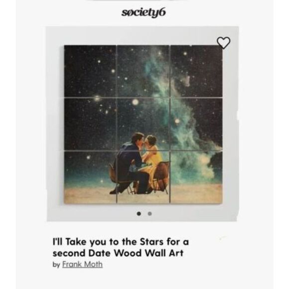 NEW SOCIETY6 WOOD WALL ART 3’x3’ Frank Moth “I’d Like To Take You To The Stars” - Picture 1 of 4
